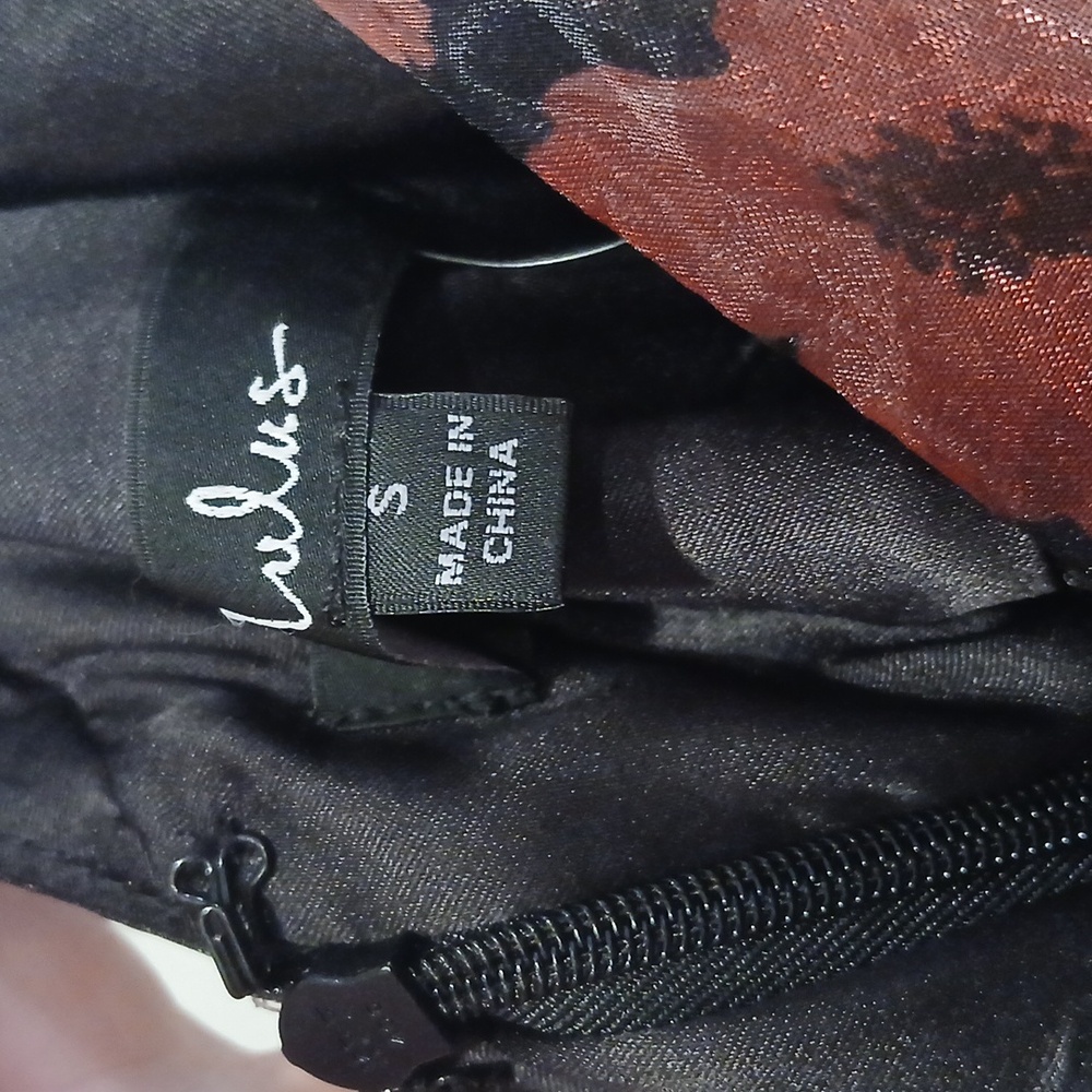 New Lulus Simply Divine Black And Red Floral Print Organza Maxi Dress Size Small - Picture 6 of 10